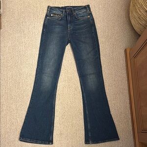 Scotch & Soda Flare Wide Leg Jeans with Mid Rise and Vintage Look